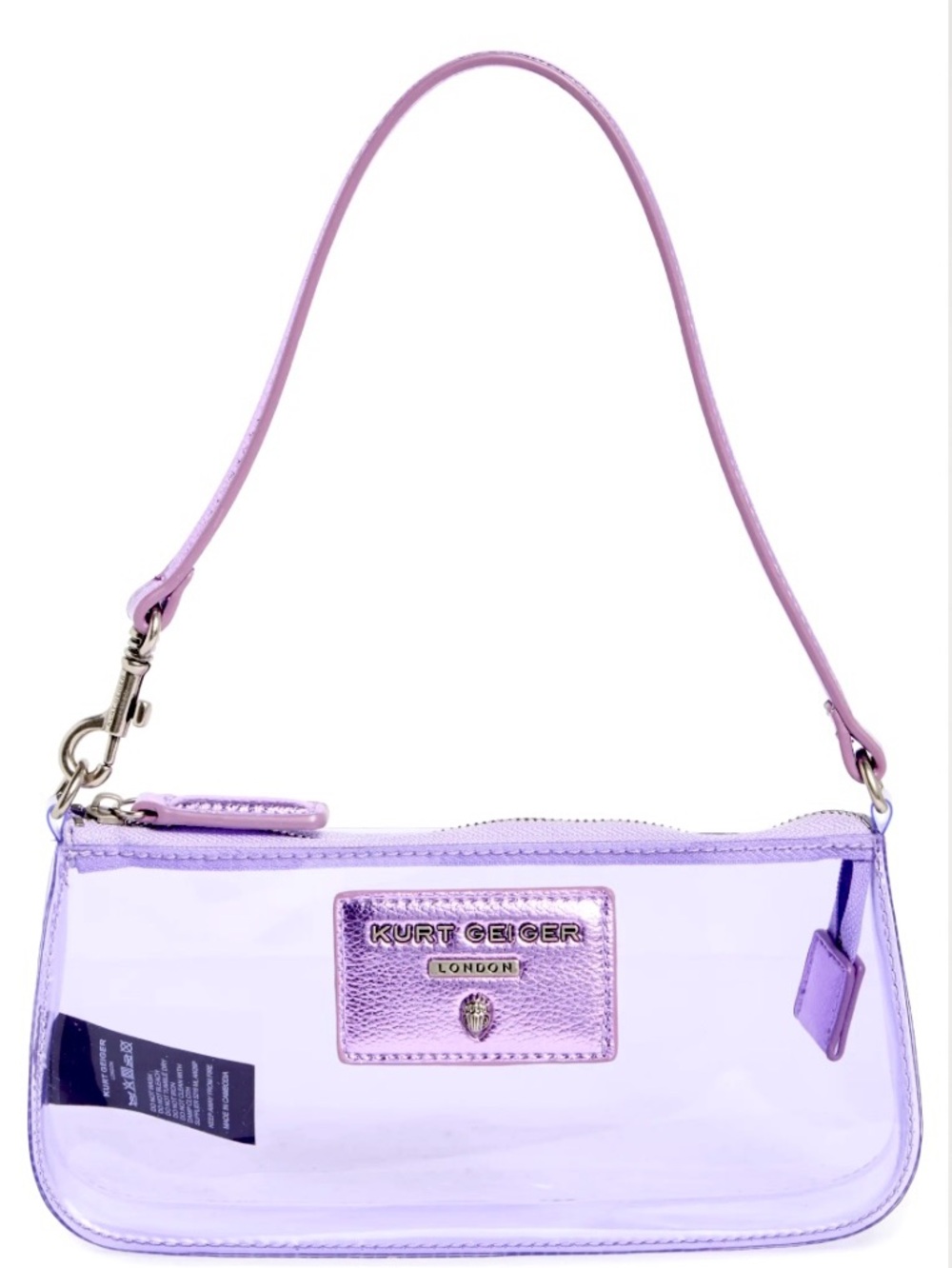 Kurt Geiger Highgate Convertible vinyl clear Wristlet Shoulder bag lavender - Picture 5 of 16